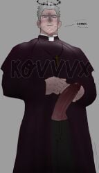 artist_request big_penis cloak cross daddy english_text gay huge_cock kovvvx looking_at_viewer male male_only priest serious_look sinner sketch text_bubble white_hair