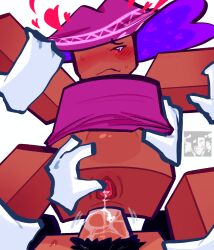 anal anal_sex artful_(die_of_death) blocky_body bottomless civilian_(die_of_death) die_of_death_(roblox) funkfun hands_on_hands hands_on_thighs loveshot_(die_of_death) meme_in_the_background nonbinary orchestraful_(die_of_death) penis pussy pussy_juice pussy_juice_drip roblox roblox_game robloxian self_upload tagme