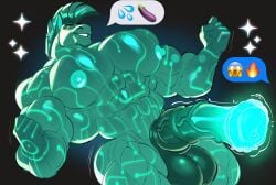 1boy abs balls bara big_abs big_balls big_nipples big_pecs big_penis dymitr3 emoji emoji_movie equine equine_genitalia equine_penis glowing glowing_genitalia glowing_penis green_body green_skin hi_res highres horse horse_penis horsecock huge_balls huge_cock huge_cock male male_focus male_only mohawk mohawk_(hairstyle) muscles muscular muscular_male muscular_thighs penis smile smiling solo solo_focus solo_male sparkles trojan_horse_(emoji_movie)