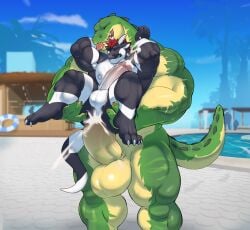 abs anal anal_orgasm anal_sex anthro aroused aroused_face ass balls barazoku biceps big_balls big_penis black_body blue_eyes bodily_fluids butt_grab carrying_another carrying_partner carrying_position crocodile crocodilian cum cum_drip cum_in_ass cum_inside cum_string cumshot dragon dripping duo ejaculation erection from_behind_position genital_fluids genitals green_body hair hand_on_butt hands-free hi_res horn huge_cock league_of_legends lifeguard looking_down looking_pleasured mafekoba male male/male markings muscular muscular_anthro muscular_male mythological_creature mythological_scalie mythology nipples orgasm orgasm_face pecs penetration penis pool_party_renekton red_hair renekton reptile riot_games rough_sex scalie seductive sex shy size_difference smile smirk spread_butt spreading steam swimming_pool tail tattoo teeth telius tencent thick_penis tongue tongue_out triceps vein veiny_penis yellow_eyes