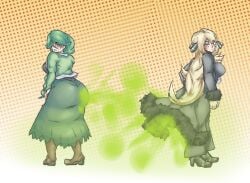 2girls big_ass blonde_hair blush blush cheryl_(pokemon) cynthia_(pokemon) fart fart_cloud fart_fetish farting fat_ass game_freak green_eyes looking_back nintendo pokemon thick_ass toxixent yellow_eyes