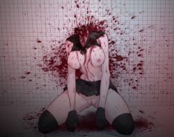 2d bad_end bangs big_breasts black_hair blood blood_splatter breasts corpse dead death decapitation defeated displayed exposed_body exposed_breasts exposed_nipples exposed_torso female female_death game_over gore guro gurogameguy guromangasan hair_pin headless large_breasts laying_on_ground nipples nyctophobia nyctophobia_2 on_knees pussy red_eyes rin_(nyctophobia) solo stockings undressed wide_eyed wide_eyes