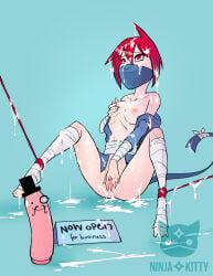 ahe_gao bondage cum_all_over cum_in_hair cum_in_pussy cum_on_arms cum_on_breasts cum_on_face cum_on_legs masturbation ninjakitty ninjakitty_(character) rubbing_breasts tied_legs wangsworth