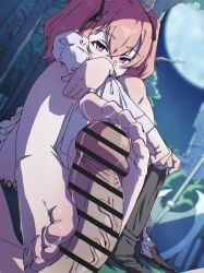 1boy 1girls animated assertive_female axe bar_censor barefoot battle_axe black_thighhighs blurry blurry_background castle censored commentary continue_after_cum cum cum_on_feet cum_on_toes cumshot demon demon_girl demon_horns double-sided_axe dress ejaculation erection feet female foot_fetish foot_focus footjob foreshortening forest frieren_beyond_journey's_end funen_gomi funen_gomi_m hand_on_own_arm highres horns linie_(sousou_no_frieren) long_sleeves longer_than_one_minute looking_at_viewer male_squirting moon multiple_ejaculations nature night outdoors penis pink_hair post_orgasm_torture pov pov_crotch pov_feet purple_eyes ribbon sound sousou_no_frieren squeezing squish straight thighhighs thighs toejob toes toes_on_penis tree twintails two-footed_footjob unworn_thighhighs veins veiny_penis vertical_video video weapon