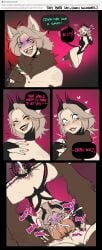2024 absurd_res all_the_way_through animal_humanoid black_clothing blush bodily_fluids breasts brown_body brown_fur brown_hair canid canid_humanoid choker claws clothing comic cum demon demon_humanoid dialogue digital_media_(artwork) duo english_text fellatio female femsub first_person_view fist fur futadom futanari genital_fluids genitals gynomorph gynomorph/female gynomorph_pov hair heart_(marking) heart_eyes heart_symbol hi_res horn humanoid humanoid_on_humanoid intersex intersex/female intersex_pov jewelry knot mammal mammal_humanoid markings neck_grab necklace open_mouth oral penetration penile penis red_background rough_sex sex simple_background smile sweetburn sweets_remivas_(sweetburn) tail text