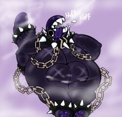 anthro ass backsack balls big_balls big_butt big_penis big_pupils bodily_fluids bracelet chain_chomp chains collar erection ftm_crossgender genitals gigi_(thecoatl034) glistening hi_res huge_balls huge_butt huge_cock huge_thighs hyper hyper_genitalia hyper_penis jewelry looking_at_viewer looking_back lying male mario_bros mister_redintong muscular muscular_male musk musk_cloud nintendo on_front pawpads paws penis pupils rule_63 saliva sharp_teeth solo spiked_bracelet spiked_collar spikes teeth thick_thighs tongue tongue_out vein veiny_penis wide_hips