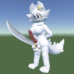 3d 3d_(artwork) 4_fingers 4_toes alternate_version_available areola areolae balls ballsack belly_button big_tail blank_background blush blush_lines boobs_out breasts breasts_out cat_girl cat_humanoid catgirl chest_tuft cock cutlass dick dickgirl dickgirl_only erect_penis erection feline feline_humanoid flower_in_hair fluffy_tail furry furry_futa furry_only furry_tail futa_only futanari grey_areola grey_nipples grey_pawpads hand_behind_back high_quality holding_object holding_sword holding_weapon knot knotted_penis large_penis looking_at_viewer mostly_nude mostly_nude_futa naked naked_futa nipples nude nude_futa pawpads paws penis rec_room self_upload shaded sheath solo solo_focus solo_futa standing sunny_(melodynotmel) sword syntholsoul tail tits_out weapon white_balls white_sheath