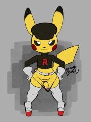 2025 accessory anthro balls boots circumcised clothed clothing cock_ring crop_top crossdressing dated femboy footwear generation_1_pokemon genitals glans gloves grunt_(pokemon) hand_on_hip handwear hat headgear headwear hi_res high_heels humanoid_genitalia humanoid_penis jewelry legwear male male_anthro micro_panties midriff nintendo panties penis penis_accessory penis_jewelry pikachu platform_footwear platform_heels pokemon pokemon_(species) red_cheeks rocket_grunt shirt shoes signature skimpy smile solo sweater team_rocket thigh_boots thigh_highs topwear turtleneck underwear wayesh wide_hips yellow_body