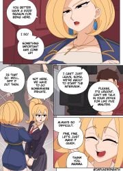 15. 2girls blonde_female blonde_hair comic disguise ellie_skinsuit english_text female impersonation imposter impunderneath long_hair medium_hair mother_and_daughter original original_character page_15 possessed possession sfw story