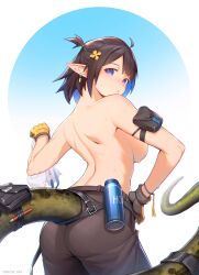 1girls 2d 2d_(artwork) 2d_artwork arknights ass back backboob bare_arms bare_back bare_breasts bare_chest bare_hands bare_shoulders bare_skin bare_tits big_breasts blue-eyed_female blue-haired_female blue_eyes blue_hair breasts brown-haired_female brown_eyebrows brown_hair busty busty_female busty_girl digital digital_art digital_drawing digital_drawing_(artwork) digital_media digital_media_(artwork) ear_piercing ear_piercings earrings elbows eunectes_(arknights) exposed_arms exposed_back exposed_breasts exposed_chest exposed_shoulders exposed_skin female female_focus female_only hair_ornament hair_ornaments half_naked half_nude head_tilt high_resolution highres inframammary_fold large_boobs large_breasts lean_figure looking_at_viewer looking_back looking_back_at_viewer lunn_(artist) median_furrow multicolored_hair naked naked_female naked_woman narrow_waist nude nude_female nudity pierced_ear pierced_ears semi_nude short_hair shoulder_blades shoulders sideboob simple_background slender_body slender_waist slim_waist solo standing tail thighs tilted_head topless topless_female upper_body
