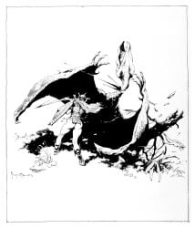1girls 2d armor armored_female ass bottomless bubble_butt dat_ass decapitation dragon dumptruck_ass eowyn fellbeast female female_only frank_frazetta holding_weapon j._r._r._tolkien long_hair lord_of_the_rings middle_earth royalty sandals shield sword