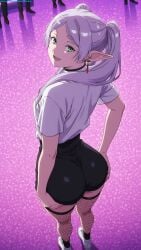 ai ai-created ai_art ai_generated anime anime_character anime_coloring anime_girl anime_style animestyle ass ass_focus ass_grab ass_support black_shorts choker disco drop_earrings earings elf elf_ears elf_female elf_girl female fishnets footwear frieren frieren_beyond_journey's_end from_behind grabbing_own_ass gym_uniform gym_uniform_with_shorts hands_on_own_ass hentai high_quality high_resolution legwear looking_at_viewer looking_back neon neon_lights open_mouth parted_bangs party party_games pointy_ears shirt shoes smile sneakers solo solo_female sousou_no_frieren standing thighhighs thighs twintails twintails_(hairstyle) white_shirt