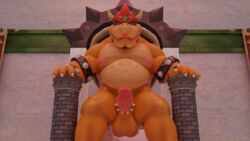 1boy 2019 anthro balls belly biceps bowser chair cock_ring collar hi_res koopa male male_only mammal mario_(series) musclegut muscular muscular_male nintendo nipples overweight overweight_male pecs penis scalie sitting slightly_chubby solo spikes super_mario_bros. thick_thighs throne toastii video_games