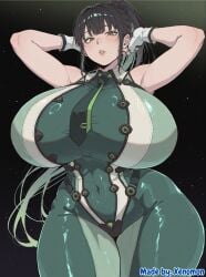 ai_generated stable_diffusion comfyui highres absurd_res absurdres xenomon 1girls 1girl solo solo_focus solo_female female female_only female_focus mature_female milf lips makeup eyeshadow eve_(stellar_blade) stellar_blade shift_up sony_interactive_entertainment video_games gigantic_breasts huge_breasts massive_breasts alternate_breast_size breasts_bigger_than_head breasts_bigger_than_torso top_heavy top_heavy_breasts breasts big_breasts large_breasts toned toned_female narrow_waist wide_hips thick_thighs thunder_thighs simple_background black_background gradient_background black_hair brown_eyes long_ponytail necktie bodysuit sleeveless fingerless_gloves white_gloves hourglass_figure
