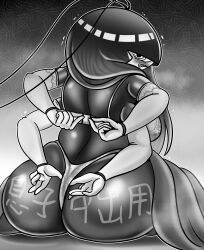 1girls angry antennae_(anatomy) anthro ass big_butt black_body black_hair bra bug bug_girl cockroach cockroach_humanoid demon demon_girl female female_only four_arms japanese_text long_hair panties roya_roach sharp_teeth text translation_request underwear versus_(manga) villainess