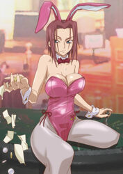 bow bowtie breasts bunny_ears bunny_girl bunnysuit code_geass detached_collar female highres human human_only kallen_stadtfeld kyabakurabakufu large_breasts leotard red_hair red_neckwear short_hair strapless strapless_leotard tagme
