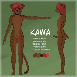 2019 anthro areolae choker erect_nipples erection felid front_view fur futa_only futanari hair hi_res intersex kawa kawaoneechan kay-kay_(kawa) mammal model_sheet nipples nude penis pussy side_view simple_background smile solo text