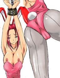 arm_up armpits ass bondage breasts bunny_ears bunny_girl bunnysuit cameltoe code_geass female highres human human_only kallen_stadtfeld kyabakurabakufu large_breasts leotard nipples pussy red_hair short_hair strapless strapless_leotard tagme