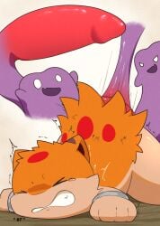 anal anal_sex animal_genitalia animal_penis anus balls comic cuff_(restraint) darrow0 dildo dildo_in_ass dildo_insertion ditto_(pokemon) duo english_text generation_1_pokemon generation_2_pokemon genitals handcuffs hi_res kuro_(darrow) male male/male male_penetrating metal_cuffs nintendo object_in_ass penetrable_sex_toy penetration penile penile_penetration penis pokemon pokemon_(species) quilava restraints restricted sex_toy sex_toy_in_ass sex_toy_insertion slime slime_sex text toy yuel