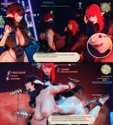 3d areola areolae au_ra big_breasts big_penis blowjob bondage bound breasts camellia_defleur chained chains collar dominatrix english english_text female female_domination female_only final_fantasy_xiv fingering gameplay_mechanics gpose_(ffxiv) light-skinned_female light_skin mind_break raen red_hair slave submissive submissive_female vamp_fatale yuri