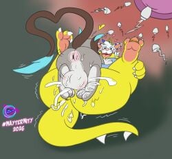 3_toes age_difference anal anal_penetration anthro anus balls bandai_namco big_butt blush bodily_fluids butt claws cum cum_on_balls cum_on_butt cum_on_feet cum_on_tail digimon digimon_(species) digit_ring duo embarrassed eye_contact eyewear feet gabumon generation_1_pokemon genital_fluids genitals glasses heart_symbol hearts_around_head hi_res impregnation impregnation_view jewelry long_tail looking_at_another lunamuenster male male/male male_impregnation mature_male nintendo older_male ovum ovum_penetration penetration pokemon pokemon_(species) pregnant pregnant_male puffy_anus raichu ring size_difference slightly_chubby small_top_big_bottom snowgabumon snowgabumon_(species) soles sperm_cell sweat sweatdrop sweaty_butt sweaty_genitalia tail toe_claws toe_ring toes weber_(lunamuenster)
