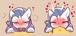 2023 animal_genitalia animal_penis anthro bat bat_pony blush blush_lines bodily_fluids closed_eyes clothing cold-blooded-twilight duo equid equine equine_genitalia equine_penis exclamation_point fan_character fellatio first_person_view fur genital_fluids genitals grey_hair grey_hooves grey_mane gynomorph gynomorph/male hair hasbro heart_symbol hearts_around_head hi_res hoodie hooves horn hybrid hybrid_genitalia hybrid_penis intersex intersex/male jelly_(oc) knot knotted_equine_penis knotted_penis looking_at_viewer male mammal mane my_little_pony mythological_creature mythological_equine mythology narrowed_eyes navel oral penile penis penis_in_mouth purple_clothing purple_hoodie purple_topwear saliva sex simple_background steam tan_background thrust_lines topwear tremble_lines unicorn white_body white_fur yellow_eyes yodi_(oc)