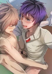 2boys censored clothed_male_nude_male cum cum_on_chest gay male male_only nipples penis tagme takamiya yaoi