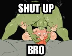 2boys 69 abs all_the_way_to_the_base anus ass balls bara biceps big_ass big_ass_(male) big_balls big_butt big_butt_(male) big_dom_small_sub big_penis blowjob completely_nude cum cum_in_mouth daddy daspurplesong deepthroat dominant dominant_male domination elf english english_text erect_penis erection face_fucking fellatio gay gay_blowjob gay_domination gay_sex genital_fluids green-skinned_male green_body green_skin height_difference huge_cock interspecies irrumatio large_penis male male/male male_nipples male_only male_penetrated male_penetrating male_penetrating_male masculine_male mature_male mouth_full_of_cock muscular muscular_male nipples nude nude_male oral oral_penetration oral_sex orc orc_male orgasm pecs penis pointy_ears rough_sex sex shiny_skin size_difference sloppy sloppy_blowjob sword_swallowing_position teeth teeth_visible text thick_penis throat_fuck throat_swabbing thrusting thrusting_into_mouth tusks yaoi