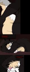 2026 absurd_res adam_manchester anthro anthro_on_anthro anthro_penetrated anthro_penetrating anthro_penetrating_anthro ass big_breasts black_body black_fur black_hair blush blush_lines breasts butcher_pal canid canine canis clenched_teeth colored comic detailed_background dialogue digital_drawing_(artwork) digital_media_(artwork) duo electronics english_text eye_through_hair eyebrow_through_hair eyebrows female female_anthro female_penetrated from_behind_position fur hair hi_res hybrid male male/female male_anthro male_penetrating male_penetrating_female mammal missing_arm muscular muscular_male nipples nude nude_anthro nude_female nude_male orange_eyes penetration pink_nipples procyonid raccoon red_eyes sex speech_bubble tail tan_body tan_fur tan_hair teeth television text translucent translucent_hair white_body white_fur wolf