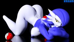 3d_(artwork) absurd_res ass ass_up big_breasts big_butt black_background blender_(artwork) blender_cycles_(artwork) blue_hair breasts clock curvy_figure digital_media_(artwork) female gardevoir generation_3_pokemon hair hi_res humanoid krako mammal nintendo nipples not_furry nude pokeball pokemon pokemon_(species) simple_background small_waist suggestive_look suggestive_pose voluptuous voluptuous_anthro warfare_gardevoir white_body wide_hips yellow_eyes