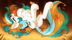 anus ass blush cutie_mark dock earth_pony equine fan_character female feral fur hioshiru hooves horse leaf lying mammal my_little_pony pony pussy solo underhoof