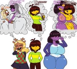 1boy 2girls aged_up blonde_hair blush breast_squeeze brown_hair chocolate_milk closed_eyes_smile cuckold cum_inside deer_girl deltarune drinking_glass drinking_milk english_text eyes_covered fantasizing female freckles fully_clothed furry furu_flami huge_breasts huge_thighs kris_(deltarune) lesbian_wedding male male/female meme monster_girl naked noelle_holiday ntr purple_body size_difference smaller_male straight straight_sex susie_(deltarune) sweat taller_female thick_thighs thinking_about_sex vaginal_penetration wedding_dress white_background yellow_skin yuri