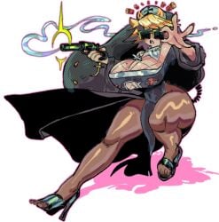 1girls 2026 2d 2d_(artwork) 2d_artwork ass big big_ass big_breasts big_butt big_thighs blonde_hair breasts clothed clothing curvy curvy_body curvy_female curvy_figure curvy_hips curvy_thighs female gun hair heels highres horns lips original original_character revolver solo_female solo_focus spicyfuse thick thick_ass thick_butt thick_hips thick_legs thick_thighs weapon white_background
