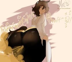 1girls 2020s 2026 2026s agnes_tachyon_(umamusume) ass ass_focus big_ass big_fart brown_hair color digital_drawing_(artwork) digital_media_(artwork) fart fart_cloud fart_fetish farting female female_focus gas horse_ears horse_girl horse_tail jpg melissaalli onomatopoeia patreon_username patreon_watermark short_hair solo solo_female solo_focus umamusume umamusume_pretty_derby watermark