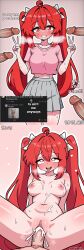 bonzomcbonbon ketchup_(bonzomcbonbon) red_hair blushing ai_generated ai ai_art ai-created me:yogurt_gurt:yo tagme socially_done_(artist) ai_slop tiktok tiktoker comment_section comment missionary_position missionary missionary_sex gangbang multiple_boys 1girls 1girl 1girl1boy cum cum_inside creampie creampied peace_sign text comic comic_panel comic_strip 2_panel_comic joke_art heavy_breathing heart heart-shaped_pupils heart_symbol hearts heart_eyes hearts_around_head twintails bow twin_bows bows skirt gray red_eyes gray_skirt pink_topwear crop_top topwear topless bottomless naked nude_female naked_female naked_male nude_male horse meme simple_background white_outline big_breasts big_ass big_dick
