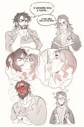2boys 2d 2d_(artwork) arcane arcane_jayce arcane_viktor artist_request beard beard_stubble bearded big_cock big_penis black_and_grey black_and_white blowjob blush boys cock cock_hungry cock_warmer cock_worship cockwarming comic cum cum_in_mouth dark dark-skinned_male dialogue digital_media_(artwork) dripping_cum dripping_pussy dripping_semen english_text face_fucking fantasizing fantasy fucking_mouth funny gay gay_male gay_sex hairy_chest hairy_male hairy_penis holding_head hugging humor humor_porn jayce jayce_talis kissing large_penis laying_down laying_on_bed league_of_legends light-skinned_male long_hair long_hair_male looking_at_partner looking_at_penis looking_down looking_pleasured male male/male male_focus male_only massive_cock mole mole_above_mouth mole_on_body mouth_full_of_cock mouthful multiple_boys multiple_males muscular muscular_male nipples older_male older_male_and_younger_male oral oral_penetration oral_sex penis penis_in_mouth romantic_couple semen semen_in_mouth silly skinny_male sucking_cock sucking_penis swallowing_cum swallowing_penis_while_deepthroat thick_penis thought_bubble thought_cloud thoughtful_expression thoughts throat_bulge throat_fuck twink veiny_penis viktor_(league_of_legends) white_background