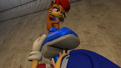 3d anthro boots female femdom fetish furry licking male patent_boot sally_acorn sega sonic_(series) sonic_the_hedgehog submissive