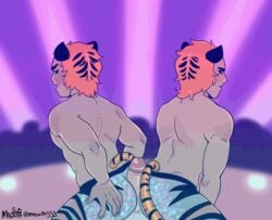 2018 3boys animated ass buttjob commission disney erection gay gif grinding highres magnta male male_focus male_only multiple_boys muscle nude orange_hair outdoors penis sex short_hair smile stage tail threesome tiger_dancer_(zootopia) underwear wince yaoi zootopia