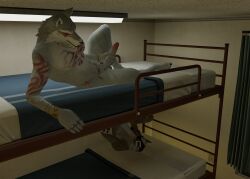 absurd_res anthro autofellatio bed being_watched brown_body brown_fur bunk_bed canid canine canis closed_eyes duo epic_games fletcher_kane fortnite fur furniture genitals grey_body grey_fur hi_res humanoid_genitalia humanoid_penis jewelry leaning_on_wall looking_at_another looking_pleasured lying male mammal markings masturbation mostly_nude nude nude_male on_back on_side oral oral_masturbation penile penile_masturbation penis red_markings waninggibbous wendell_(fortnite) white_body white_fur wolf