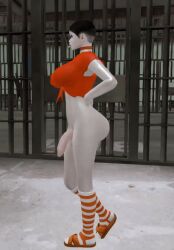 3d animated bottomless bottomless_futa bubble_ass bubble_butt choker cigarette cigarette_in_mouth cigarette_smoke feminine futa_only futanari hung hung_futa pale-skinned_futa pale_skin pixie_cut prison prison_bars prison_bitch prison_cell prison_clothes prison_uniform prisoner sandles second_life smoking socks submissive tied_shirt