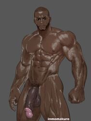 1boy abs dark-skinned_male dark_skin inmomakuro looking_at_viewer male_only muscles nipples penis standing testicles uncensored