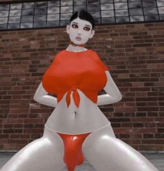 3d animated belly_button bulge buzz_cut choker collar feminine futa_only futanari hands_behind_back hands_tied hands_tied_behind_back hung hung_futa mattress on_knees pale-skinned_futa pale_skin pixie_cut prison prison_bitch prison_clothes prison_uniform prisoner second_life slums submissive thong tied_shirt