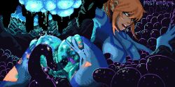 1girls alien anus ass ass_crack ass_focus bent_over big_ass big_breasts blonde_hair blue_eyes bodysuit bottomless crawling deep_penetration exposed_ass exposed_pussy female female_focus female_only g-string green_skin interspecies laying_on_stomach looking_back moltenseal_(artist) monster monster_on_female nintendo open_mouth orgasm pixel_art plants pleasure_face pussy pussy_lips ripped_bodysuit ripped_clothing samus_aran skin_tight skinny slime slime_(substance) slime_girl tentacle tentacle_sex thong toned transformation translucent vaginal_penetration white_skin x-ray zero_suit_samus