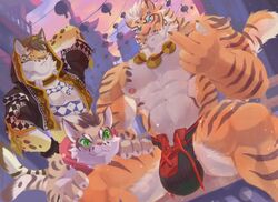 2019 abs anthro biceps bulge clothed clothing clouded_leopard felid feline fur hi_res kunn_(artist) leopard leopard_cat likulau lin_hu male male_only mammal muscular muscular_male nekojishi nipples pantherine pecs penis shu-chi simple_background tiger