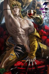 1boy blonde_hair dio_brando jojo's_bizarre_adventure male male_only nude penis sakimichan stand_(jjba) stand_ability stardust_crusaders the_world time_stop yellow_eyes