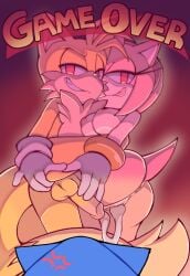1boy 1girls 2_tails after_penetration after_sex amy_rose annoyed anthro anthro_on_anthro anus ass balls big_ass big_butt big_penis blonde_hair blue_body blue_fur bodily_fluids bracelet breasts canid canine cheating cheating_(relationship) cheating_female cheating_girlfriend corruption cuck cucked_by_friend cuckold cuckolding depth_of_field dipstick_tails duo erection eulipotyphlan female fox fur game_over game_over_screen genitals glans grin hair hand_on_leg hand_on_thigh hedgehog hi_res humanoid_genitalia humanoid_penis interspecies jewelry looking_at_another male male/female mammal medium_breasts miles_tails_prower multi_tail netorare nipples ntr nude penis penis_grab pink_anus pink_body pink_fur pink_glans pink_hair pink_nipples pink_penis pink_pussy pussy red_eyes sega senshion smile smiling smirk smug sonic_(series) sonic_the_hedgehog sonic_the_hedgehog_(series) straight tails_the_fox tan_body tan_fur tongue tongue_out transparent_background trio watching watching_sex yellow_balls yellow_body yellow_fur yellow_penis