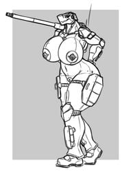 2019 areola big_breasts breasts cannon female german leopard_tank living_machine living_tank machine metalfoxxx monochrome nipples no_humans pussy ranged_weapon tank vehicle weapon wide_hips