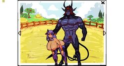 1boy 1girls abs animal_ears animated bent_over blonde_hair blue_skin bouncing_breasts breasts breeding_season club_shaped_penis cow_ears cow_girl cowbell demon demon_tail farm game_cg hands_on_knees hands_on_own_knees hands_on_own_thighs hands_on_thighs hanging_breasts height_difference hooves horns huge_breasts inverted_nipples larger_male long_tail maledom muscles muscular_male pecs penis pixel_art purple_hair purple_penis purple_skin serratus_anterior shorter_than_10_seconds six_pack submissive swinging_breasts video