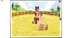 1futa 1girls 2d animated armpit_sex bestiality blonde_hair bouncing_breasts breeding_season cat_ears cat_girl cat_tail catgirl farm female futa_on_female futa_with_female futanari game_cg intersex monster_girl pixel_art shorter_than_30_seconds tagme video