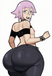 ai_generated ass booty crona_(soul_eater) dumptruck_ass dumptruck_butt femboy gigantic_ass goth hips huge_ass jeans lipstick lubbasdump male midriff pink_hair soul_eater